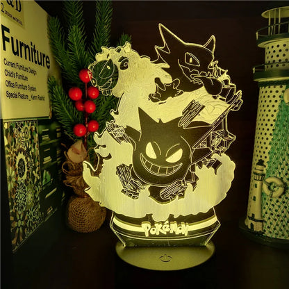 Pokémon Gengar Haunter Gastly 3D LED Night Light USB Color Changing Lamp