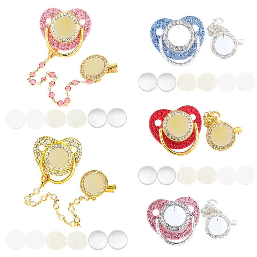 Luxury Bling Baby Pacifier & Clip Set – Personalized Newborn Dummy