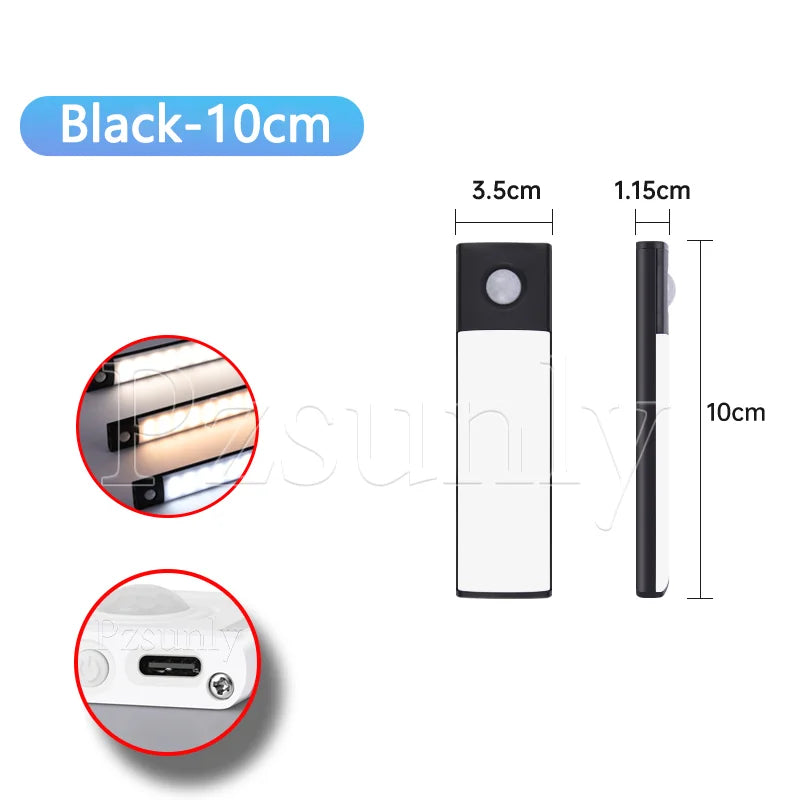 Motion Sensor LED Cabinet Light USB Rechargeable – 3 Color Modes, Stepless Dimming