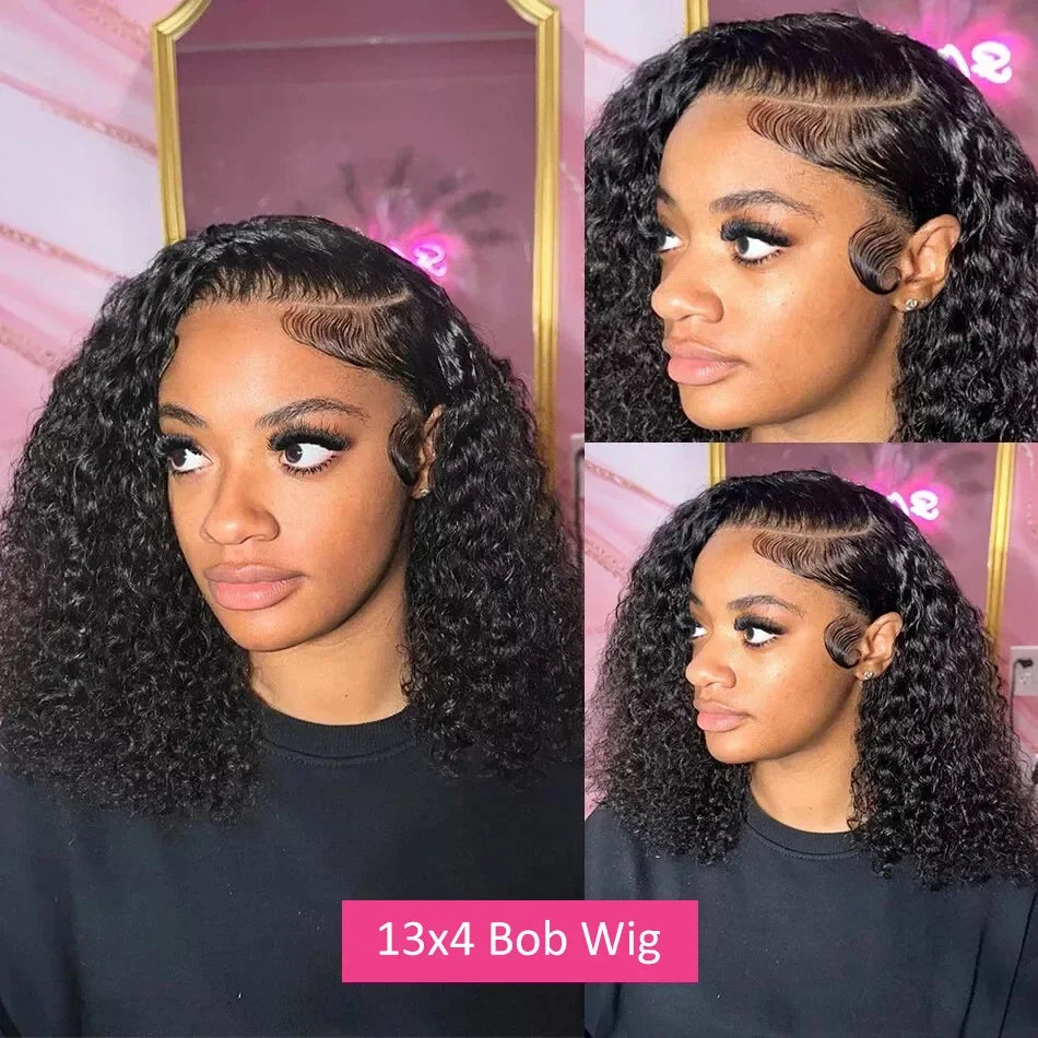 Deep Wave Curly Bob Wig Human Hair Lace Front 13x4 & 4x4