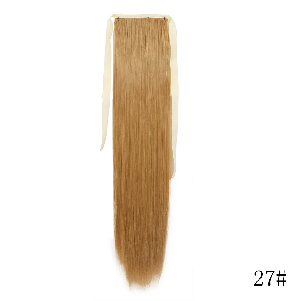 Wrap Around Ponytail Extension Synthetic Straight Hair 22-34 Inch