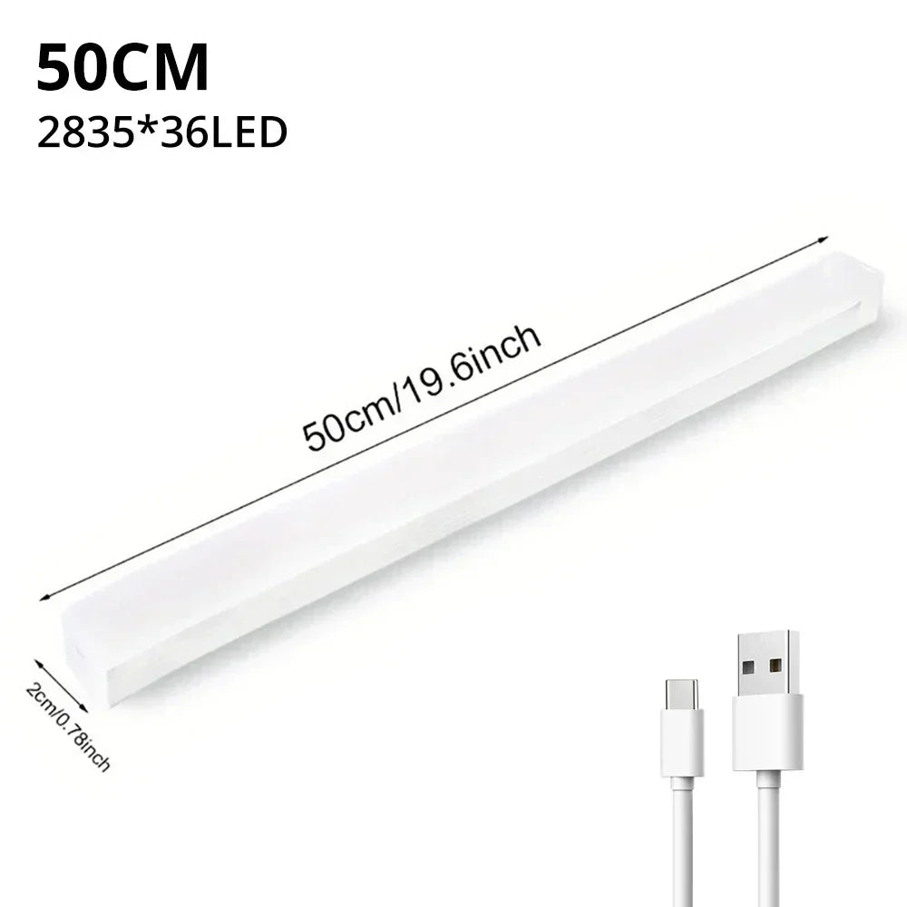 Motion Sensor LED Night Light Bar – Wireless USB Rechargeable Cabinet Lamp