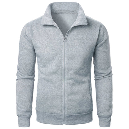 Men's Zip-Up Stand Collar Jacket – Casual Sports Solid Color Coat