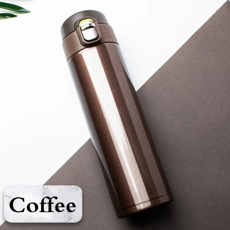 Vacuum Flask Thermos Bottle 500ml – Stainless Steel Pop-Up Lid Travel Mug