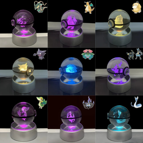 Pokémon 3D Crystal Poké Ball Night Light with LED Base