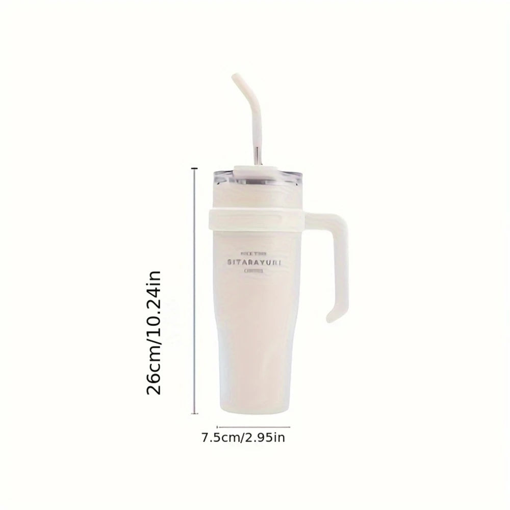 Insulated Tumbler with Handle & Straw – 38.5oz Stainless Steel
