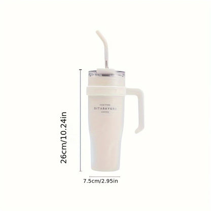 Insulated Tumbler with Handle & Straw – 38.5oz Stainless Steel