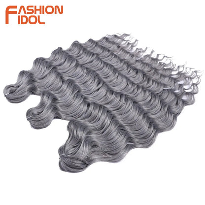 Deep Wave Braiding Hair Extensions 24 Inch – Synthetic Water Wave Crochet Hair
