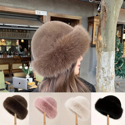 Faux Fur Winter Hat for Women – Warm Fluffy Beanie with Ear Protection