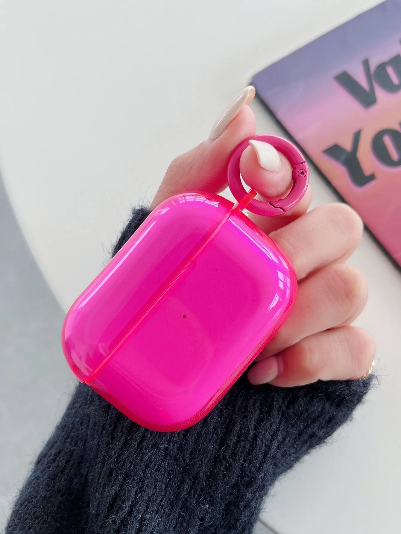 AirPods Case Candy Color Clear Soft TPU with Carabiner Ring