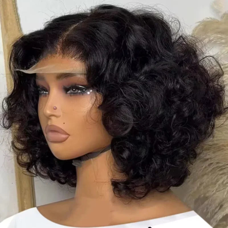Body Wave Lace Front Wig Short Bob 250% Density Human Hair Glueless