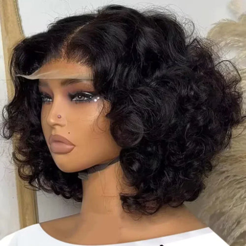 Body Wave Lace Front Wig Short Bob 250% Density Human Hair Glueless