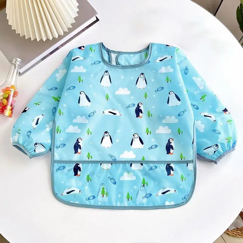 Baby Long Sleeve Waterproof Bib Apron with Pocket