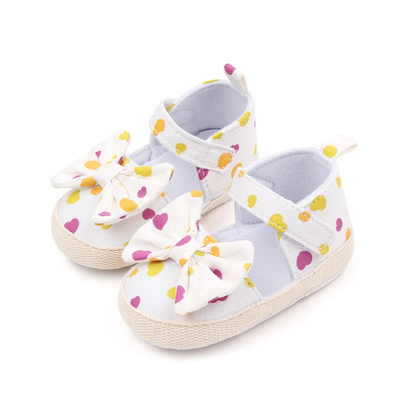 Baby Girl Bowknot Sandals – Dot Print Soft Sole First Walker