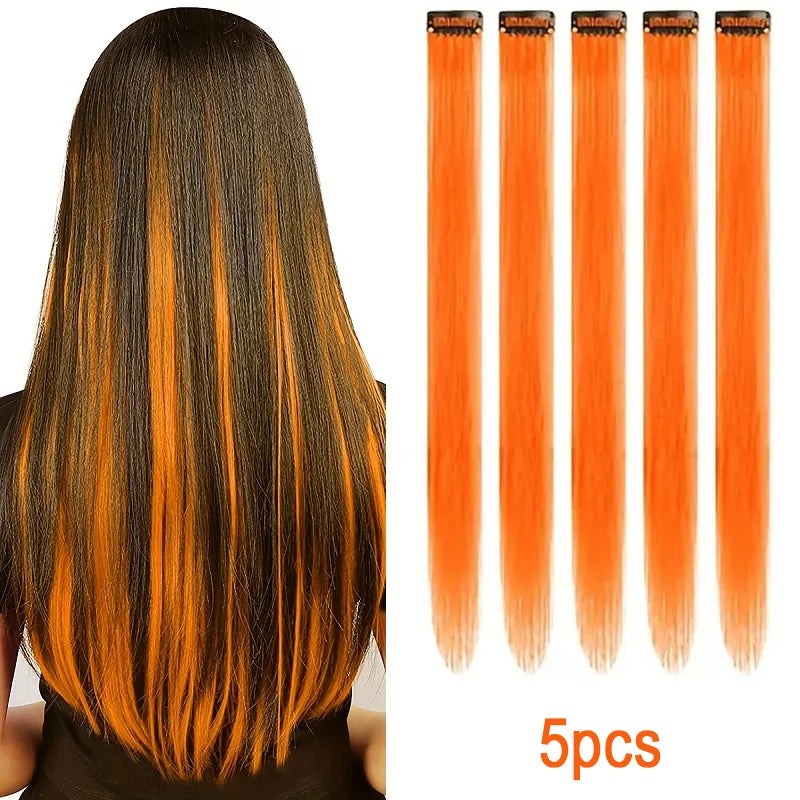 Colorful Clip-In Hair Extensions 5pcs Straight Synthetic 20 Inch