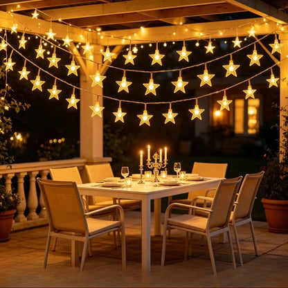 Star LED Fairy String Lights – Warm White Waterproof Indoor & Outdoor