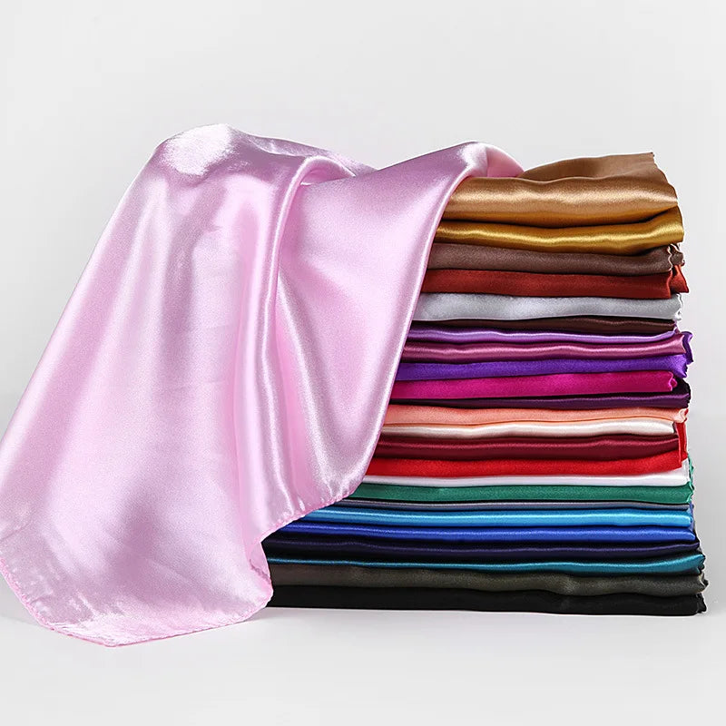 Satin Silk Scarf for Women – Solid Color Shawl & Hijab Wrap