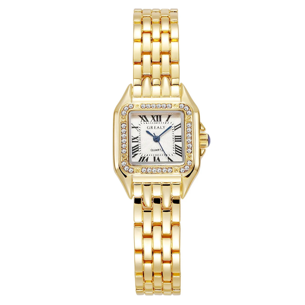 Women's Luxury Rhinestone Square Quartz Watch – Steel Band