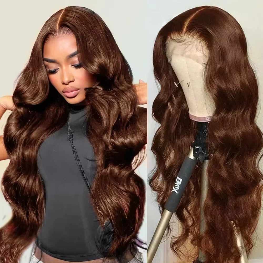 HD Lace Front Human Hair Wig – Body Wave 13x4 & 13x6 Chocolate Brown