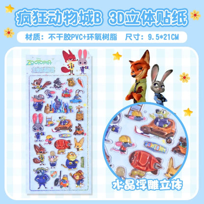 3D Crystal Relief Sticker Sheet – Cute Cartoon Disney Characters