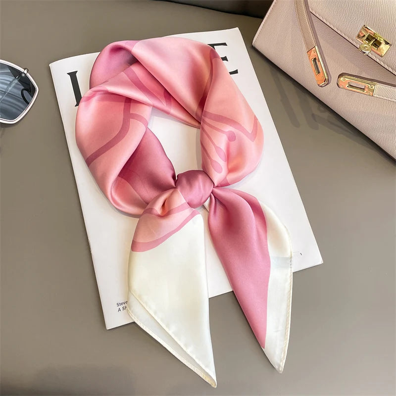 Silk Feel Square Scarf for Women – Satin Hair Wrap & Foulard Shawl