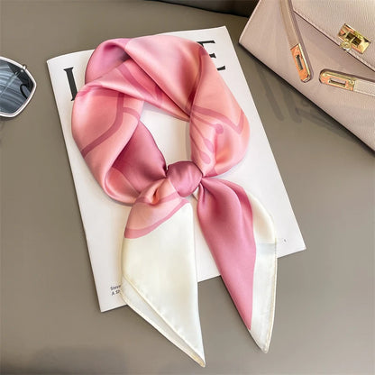Silk Feel Square Scarf for Women – Satin Hair Wrap & Foulard Shawl