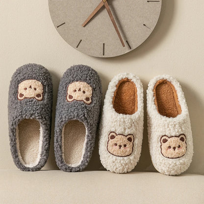 Cute Bear Fluffy Slippers – Warm Plush House Shoes
