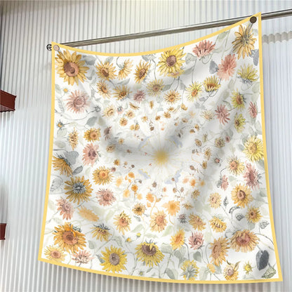 Luxury Silk Square Scarf Women Floral Paisley Print 90cm