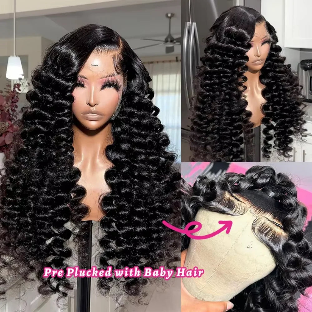 Loose Deep Wave Lace Front Human Hair Wig – 13x4 & 13x6 HD Lace, 16–42 Inches