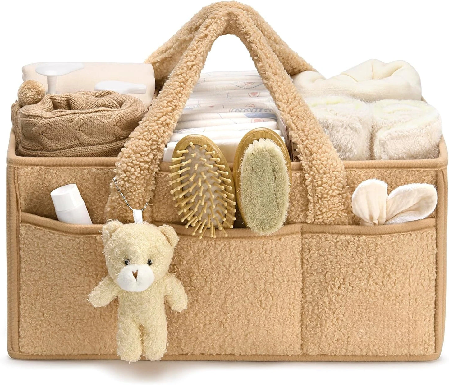 Baby Diaper Caddy Organizer – Plush Teddy Bear Changing Table Caddy