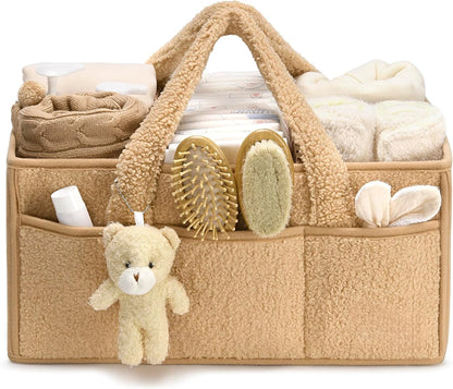 Baby Diaper Caddy Organizer – Plush Teddy Bear Changing Table Caddy