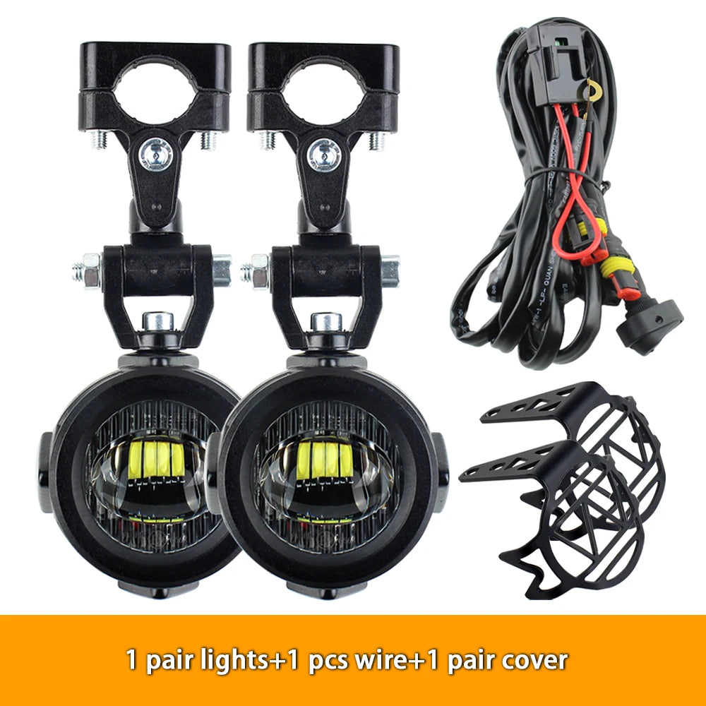 Motorcycle LED Fog Lights 40W 6000K Auxiliary Driving Lamps