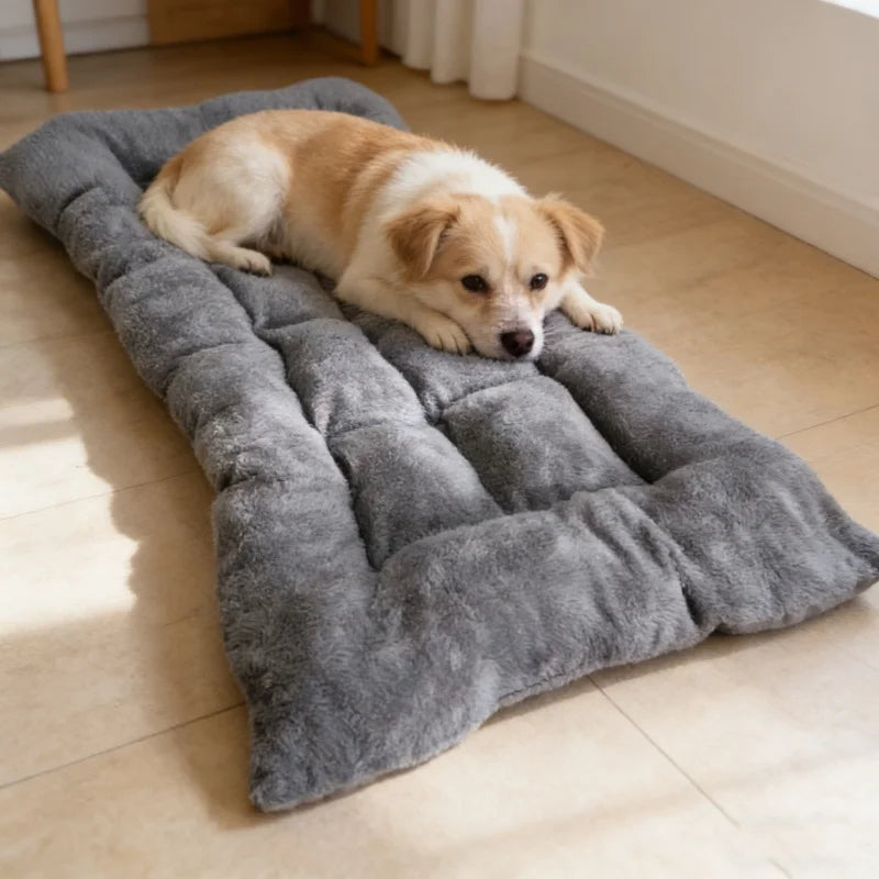 Plush Dog Bed Mat – Thickened Soft Polyester Crate Pad, S/M/L
