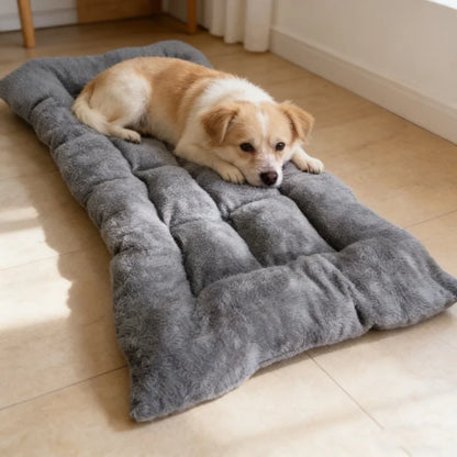 Plush Dog Bed Mat – Thickened Soft Polyester Crate Pad, S/M/L
