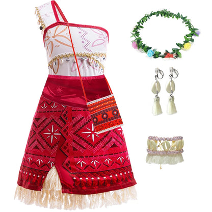 Moana Princess Costume for Girls with Accessories – Ages 2–12