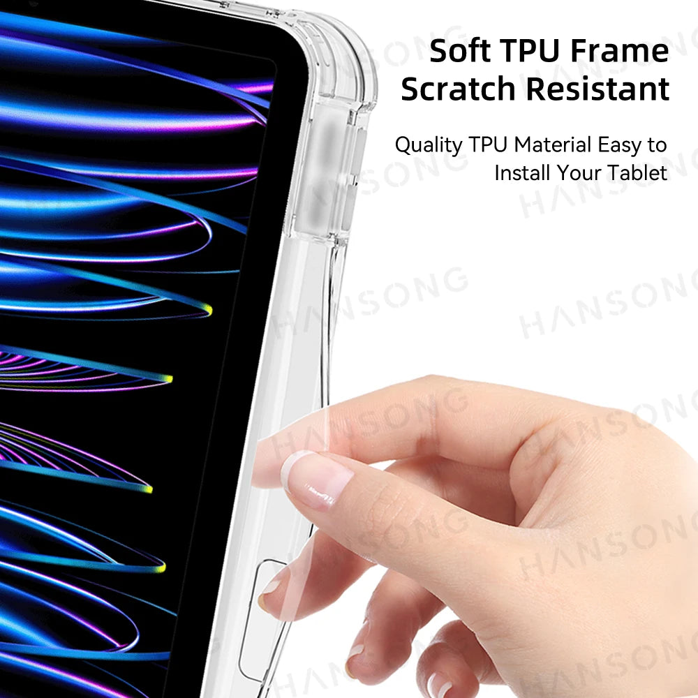 iPad Case with Clear Back – Smart Tri-Fold Folio Cover