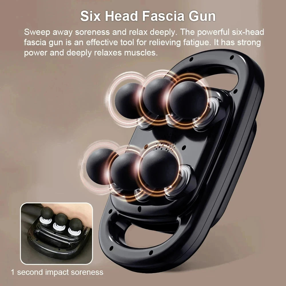 6-Head Percussion Massage Gun – Deep Tissue Full Body Relief