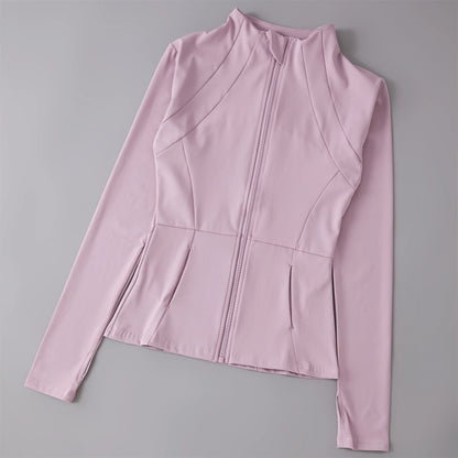 Women's Zip-Up Athletic Jacket – Slim Fit Running Sports Coat