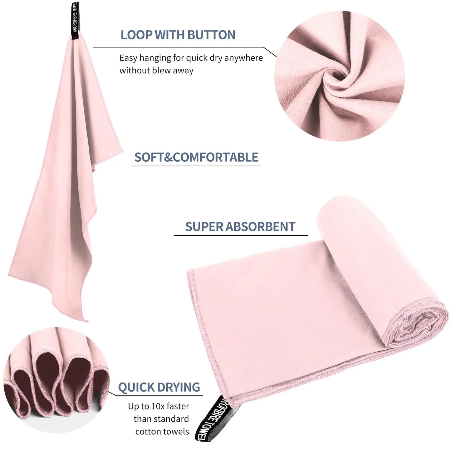 Microfiber Sports Towel – Quick Dry, Super Absorbent for Gym, Beach & Travel