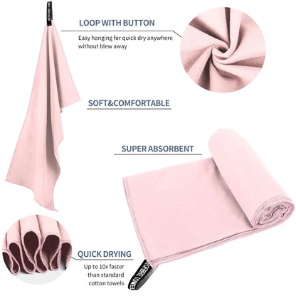 Microfiber Sports Towel – Quick Dry, Super Absorbent for Gym, Beach & Travel
