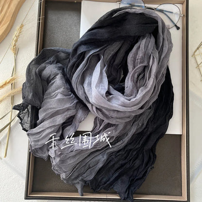 Gradient Crinkle Long Scarf for Women – Lightweight Wrap