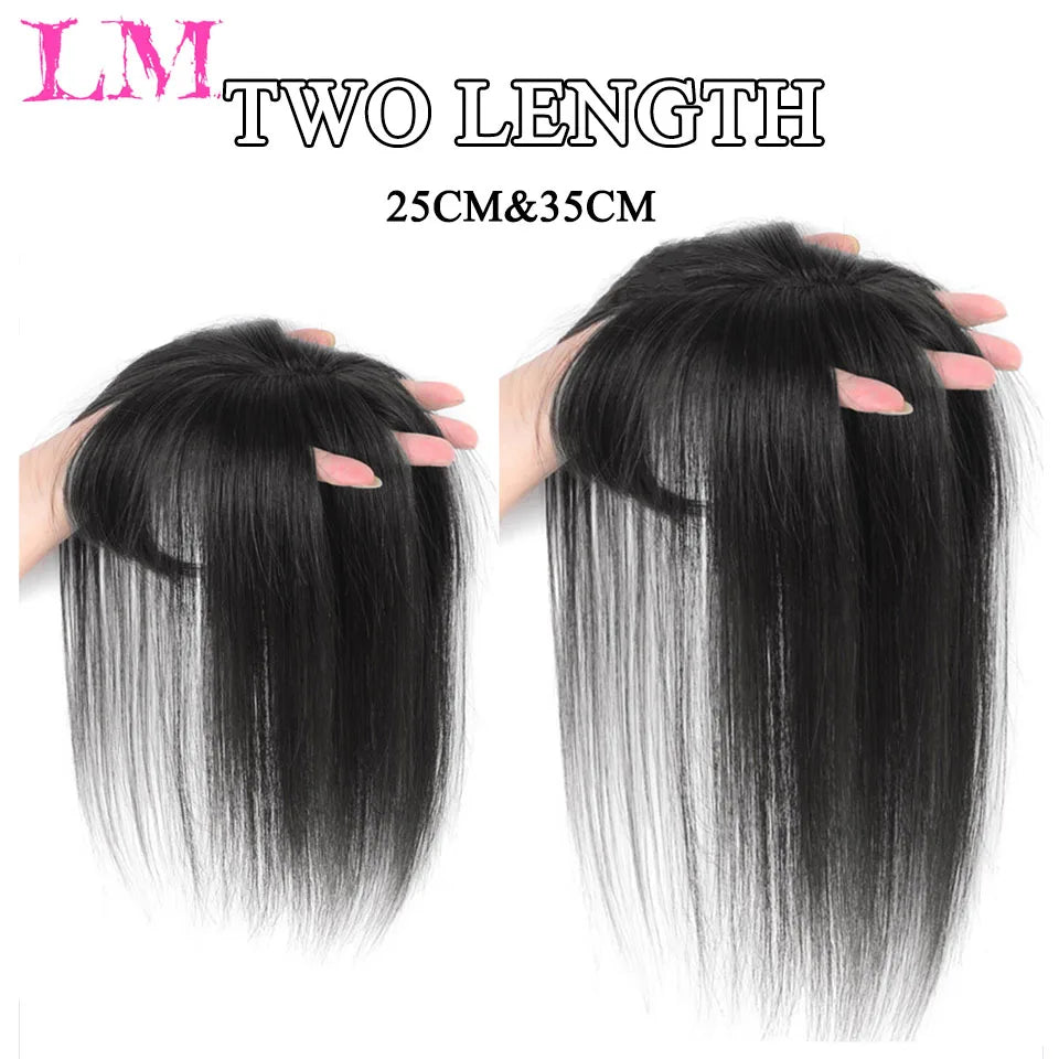 Clip-In Hair Topper with Bangs – Invisible Seamless Crown Coverage