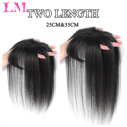 Clip-In Hair Topper with Bangs – Invisible Seamless Crown Coverage