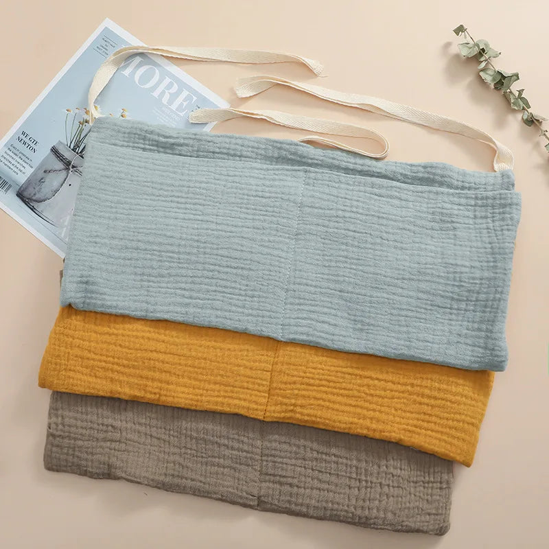 Baby Crib Hanging Storage Bag – Muslin Bedside Organizer