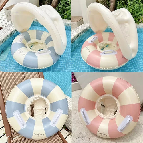 Baby Pool Float Seat Ring with Removable Sunshade