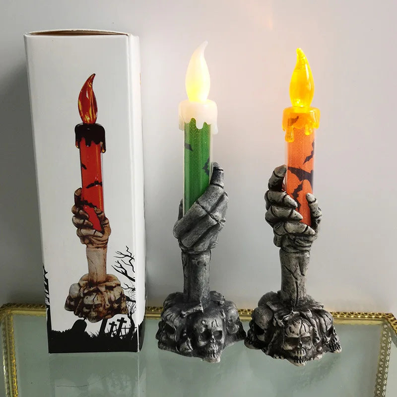 Halloween Skeleton Hand LED Candle Holder