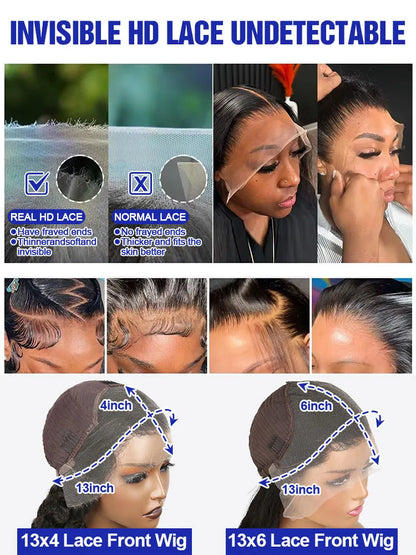 13x6 HD Lace Front Wig Straight Human Hair Glueless Malaysian Virgin