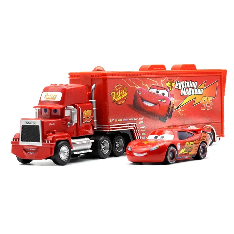 Disney Pixar Cars Lightning McQueen Dinoco Mack Truck Toy Set