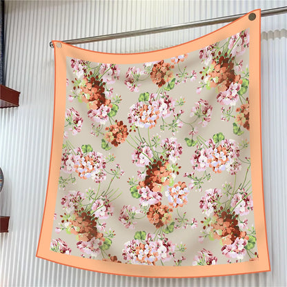 Luxury Silk Square Scarf Women Floral Paisley Print 90cm