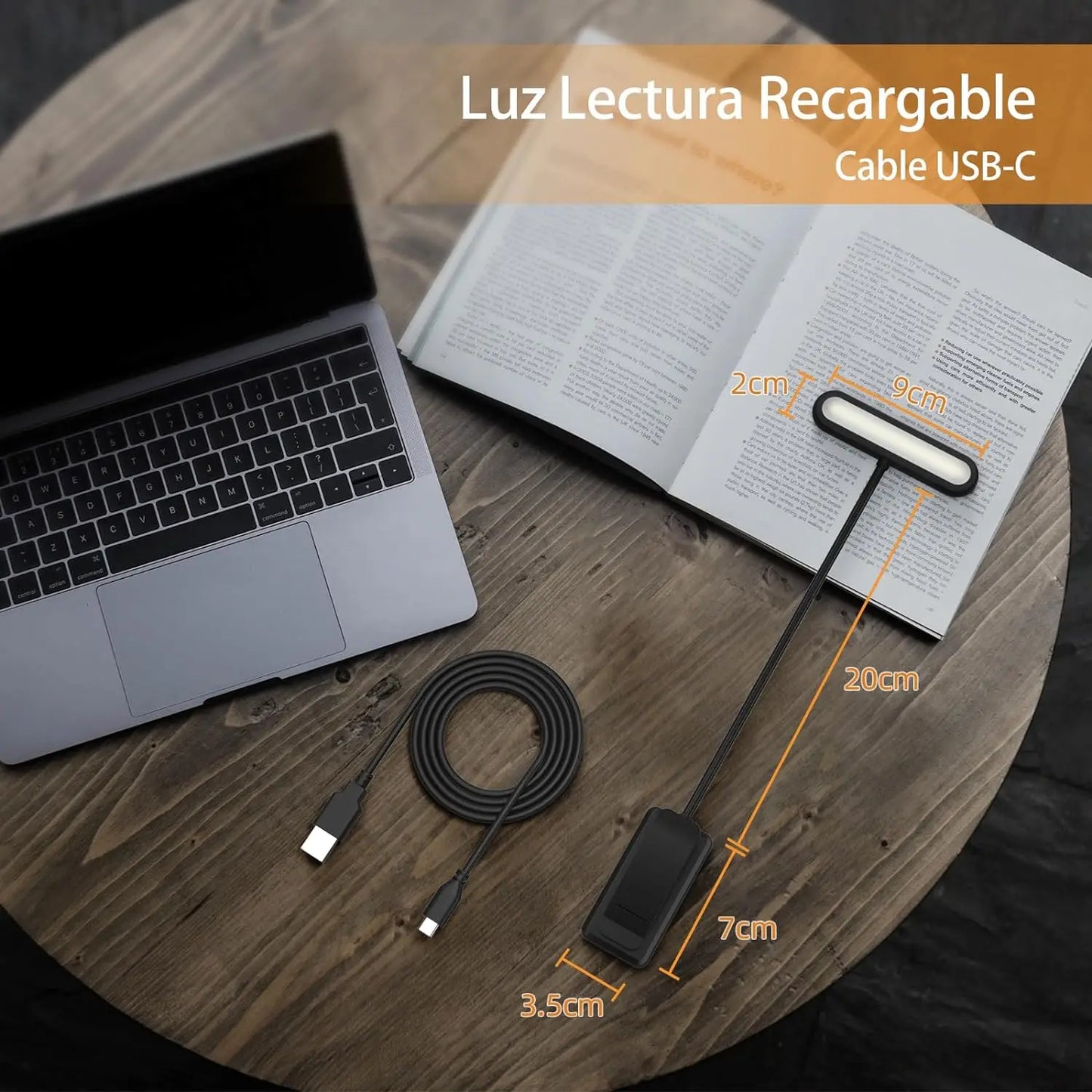 Clip-On Book Light USB Rechargeable – 14 LEDs, 3 Color Modes